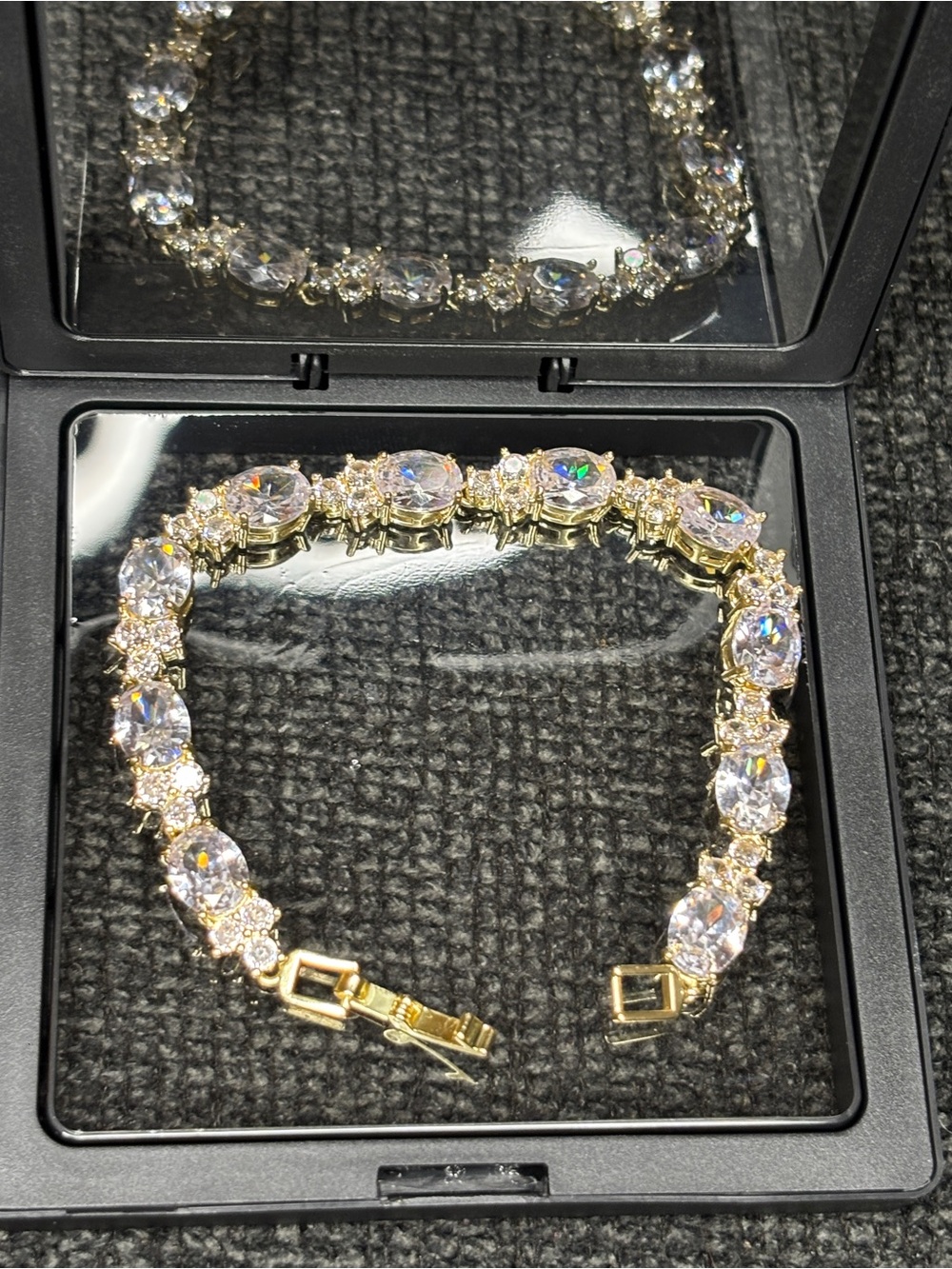 Gold Tennis bracelet with clear Crystal